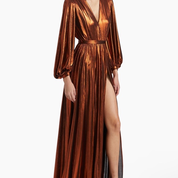 Bronx and Banco Zoe Metallic Blouson-Sleeve Gown - Picture 3 of 7